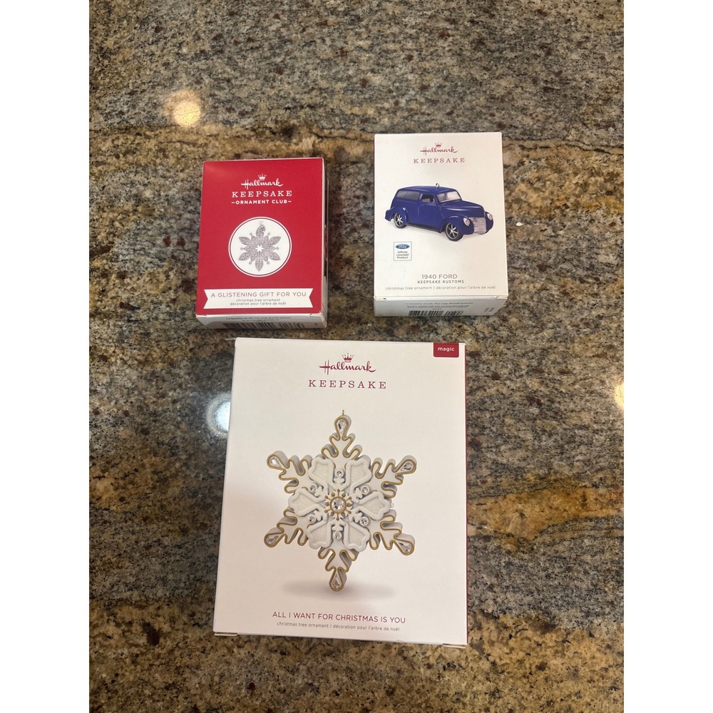 Hallmark Keepsake Ornament Lot 2018 2019 Ford 1940 Snowflake‎ Musical Exclusive